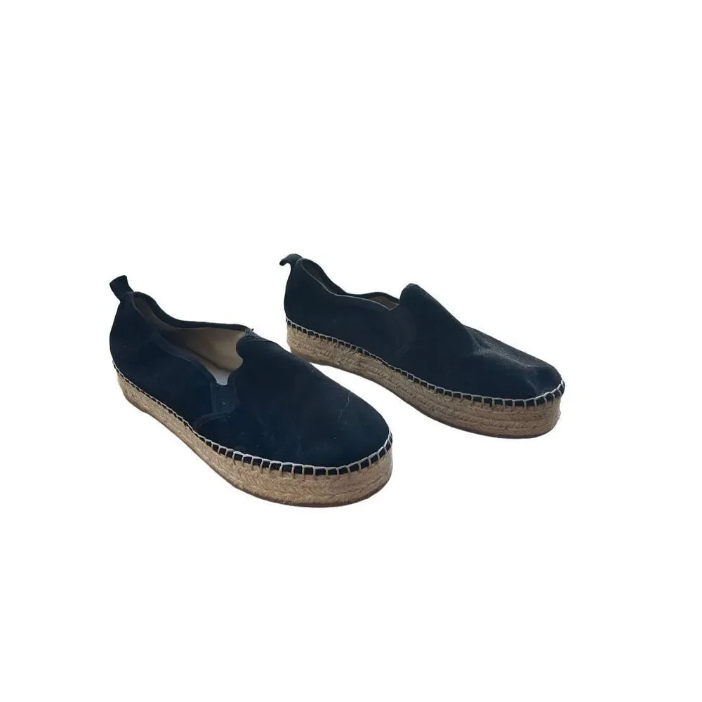 Sam Edelman Womens Black Slip On Suede Carrin Platform Espadrille Size 9.5